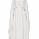 White Cult Mia X SemSem silk chiffon kaftan with crystal neckline, front view showcasing flowing maxi dress design.