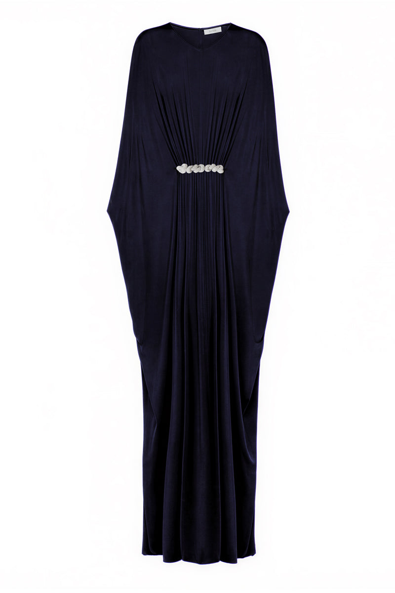 JERSEY MAXI DRESS WITH CRYSTAL DETAIL IN NAVY
