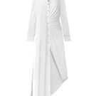 White asymmetric Egyptian cotton maxi dress by SemSem, featuring a flowing silhouette and stylish front design.