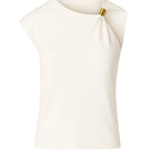 Ivory jersey top by SemSem featuring gold hardware, shown from the front with a sleek, fitted design and stylish details.