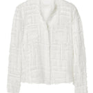 White silk chiffon blouse with embellishments from SemSem, featuring a stylish and elegant top design.