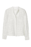 White silk chiffon blouse with embellishments from SemSem, featuring a stylish and elegant top design.
