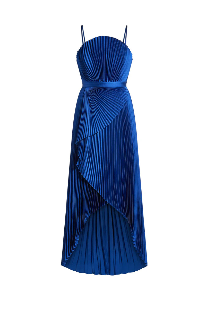 PLEATED CAPRI DRESS IN NAVY - CULT MIA