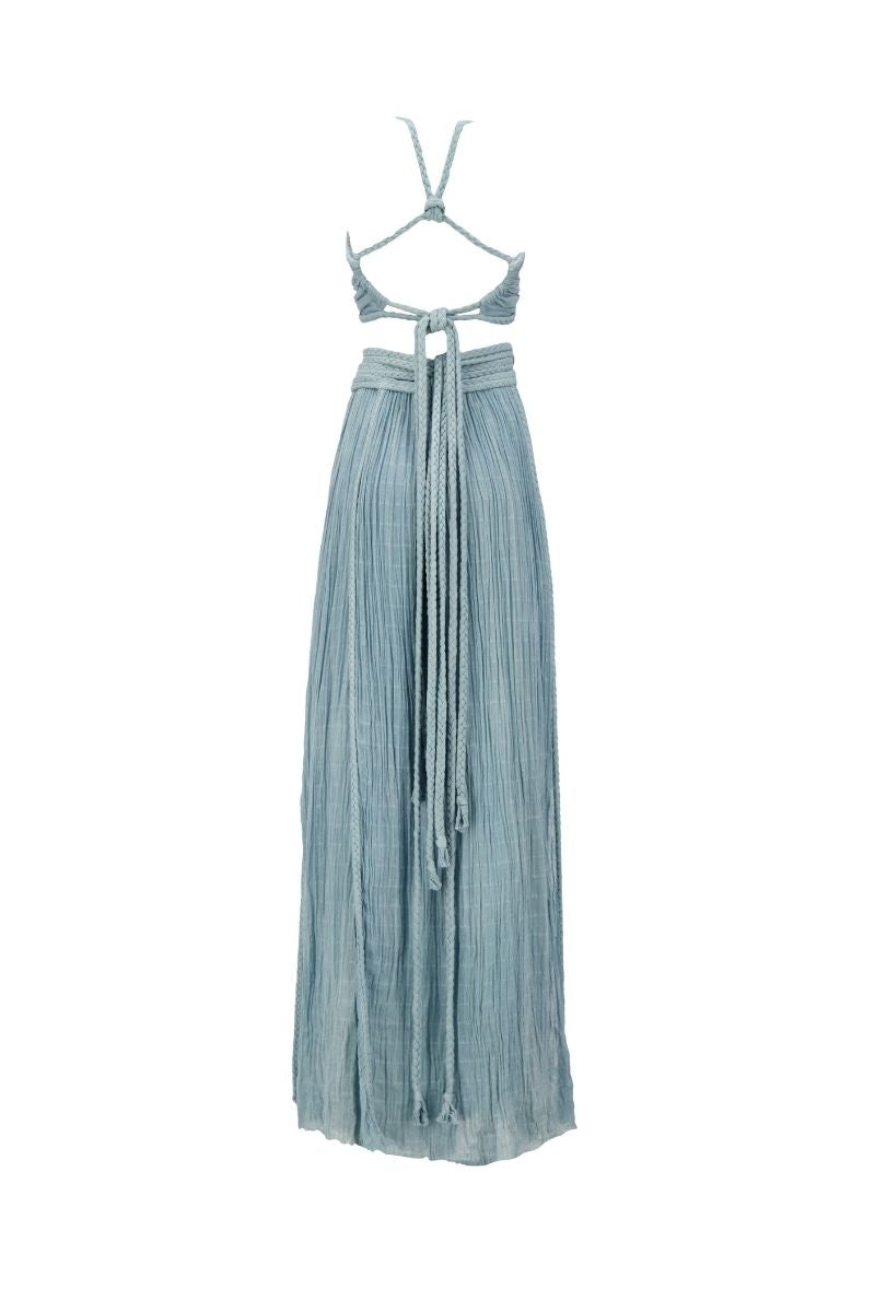 Kasia Kulenty Chiara set in Aqua, stylish co-ord with matching top and pants, lightweight fabric, perfect for casual wear.