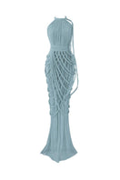 Kasia Kulenty Vera aqua maxi gown with flowing fabric and elegant design, perfect for formal occasions.