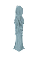 Kasia Kulenty Vera aqua maxi gown with flowing fabric and elegant design, perfect for formal occasions.