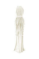 Kasia Kulenty VERRA Nude Maxi Dress, elegant flowy gown with soft fabric and subtle design, perfect for formal occasions.