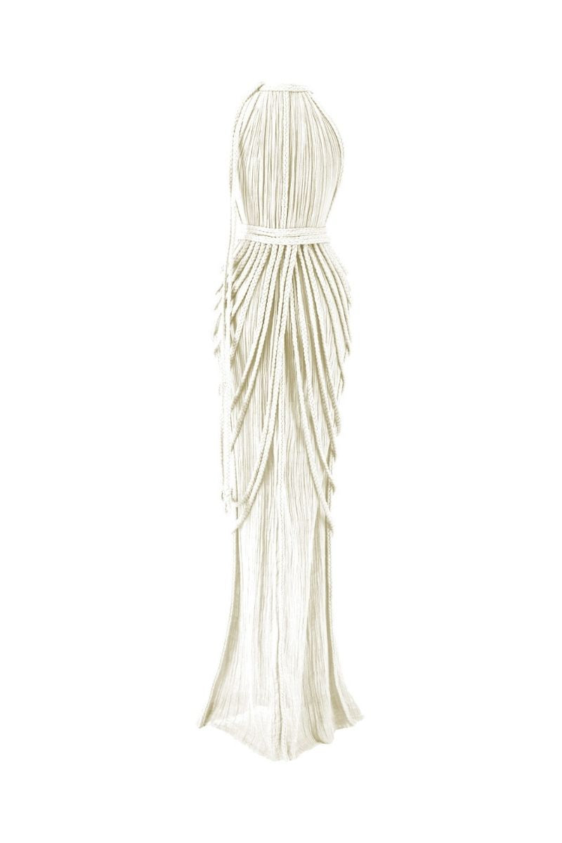 Kasia Kulenty VERRA Nude Maxi Dress, elegant flowy gown with soft fabric and subtle design, perfect for formal occasions.