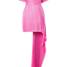 Pink SemSem asymmetric plissé silk-charmeuse mini dress with a stylish front design, perfect for elegant occasions.