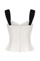 Nana Jacqueline GIA Top in white, back view showing bow detail and fitted style, perfect for stylish casual or dressy wear.