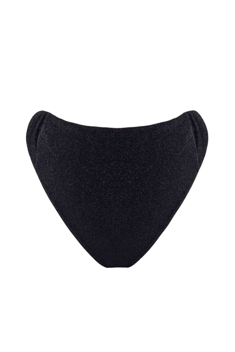 Black Gina Suncillo bikini bottom with sparkly embellishments, featuring a sleek, stylish design perfect for beachwear.