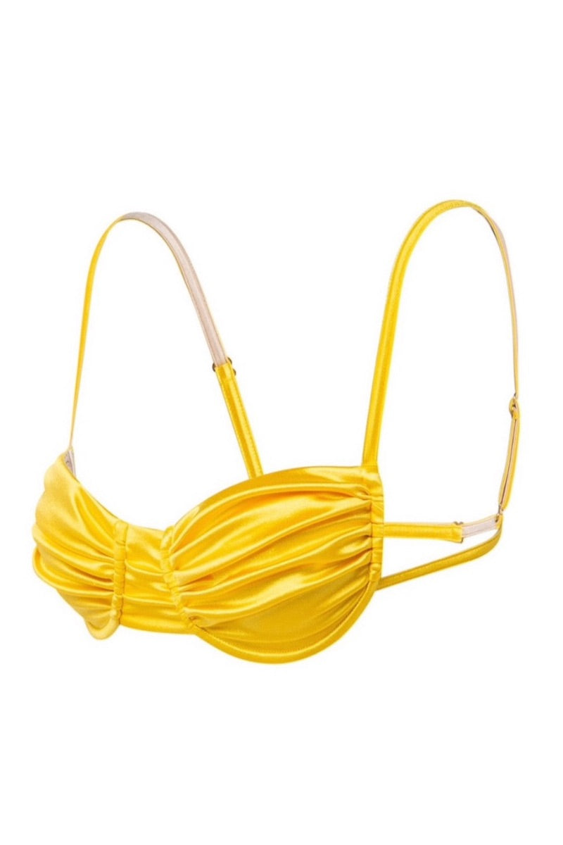 GINA GLOSSY BIKINI TOP IN SICILY YELLOW - CULT MIA
