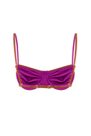 Suncillo Gina sparkly terracotta bikini top with adjustable straps and shimmering fabric, designed for stylish beachwear.