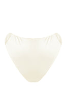 Suncillo Gina Glossy Bikini Bottom in white pearl fabric, featuring a sleek, shiny design with a comfortable fit.