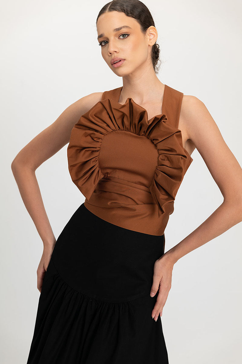 Black Ginevra maxi skirt by Ana + Maria, featuring a flowy silhouette and elegant design, shown on a model.