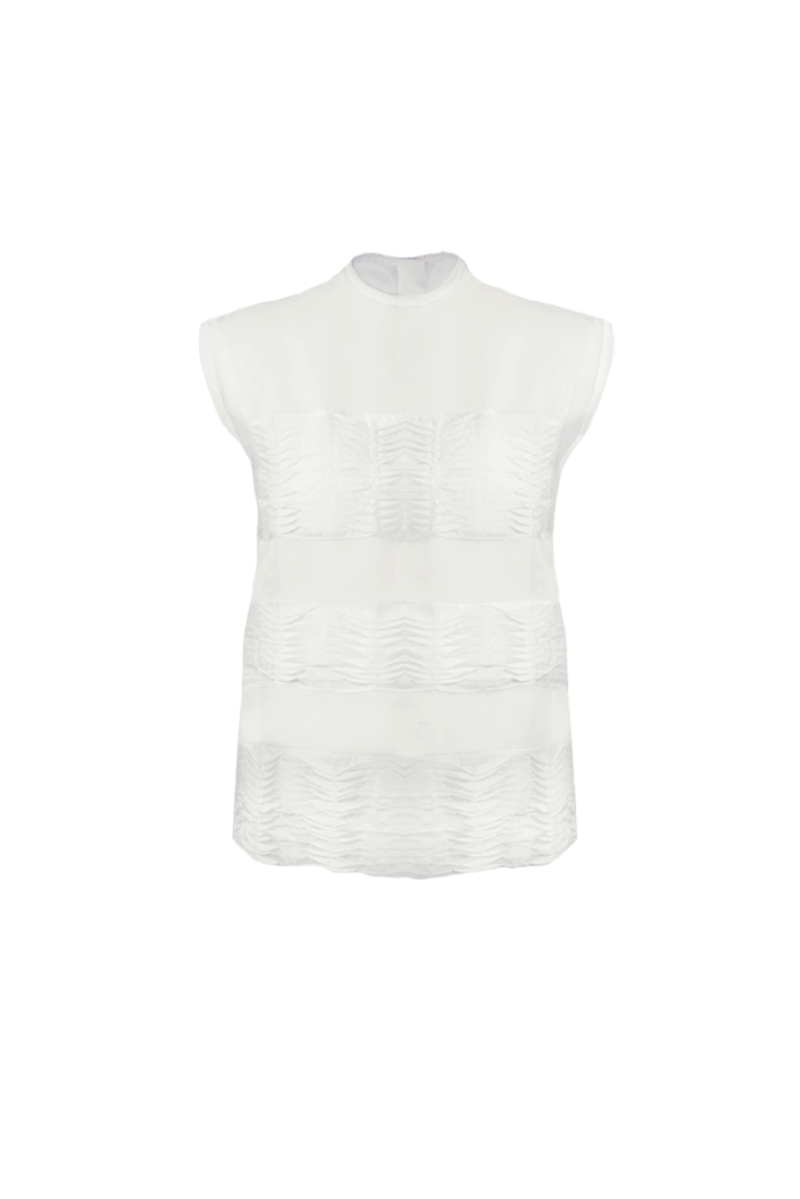 Ivory Ginny top by ANA + MARIA, featuring a stylish, lightweight design with a flattering fit, shown on a model.