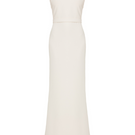 Elegant off-shoulder GISEL cream maxi evening dress from UNDRESS, flowing fabric and long silhouette for formal occasions.