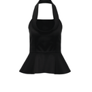 Black Giselle top by ANA + MARIA, featuring a stylish design, displayed on a mannequin. Perfect for casual or dressy occasions.