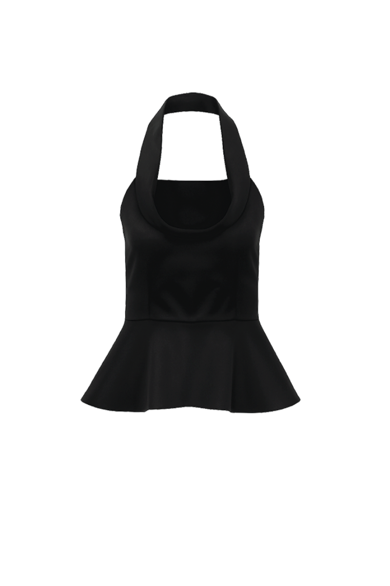 Black Giselle top by ANA + MARIA, featuring a stylish design, displayed on a mannequin. Perfect for casual or dressy occasions.