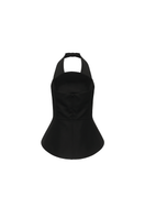 Black Giselle Top by ANA + MARIA, showing a stylish women's sleeveless blouse with a relaxed fit and V-neck design.