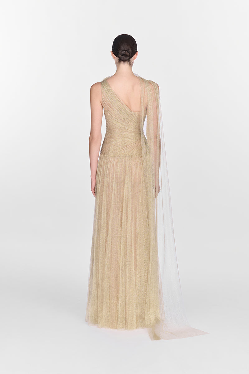 GOLD DRAPED MAXI DRESS - CULT MIA