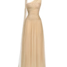 Montsand gold draped gown, midi-length dress with elegant gold fabric and flowing design, perfect for formal occasions.
