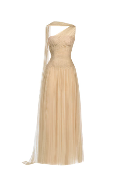 GOLD DRAPED MAXI DRESS | CULT MIA