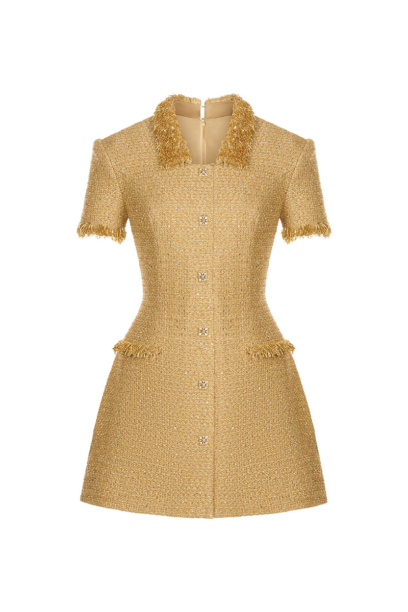 GOLD EMBELLISHED MINI DRESS - CULT MIA