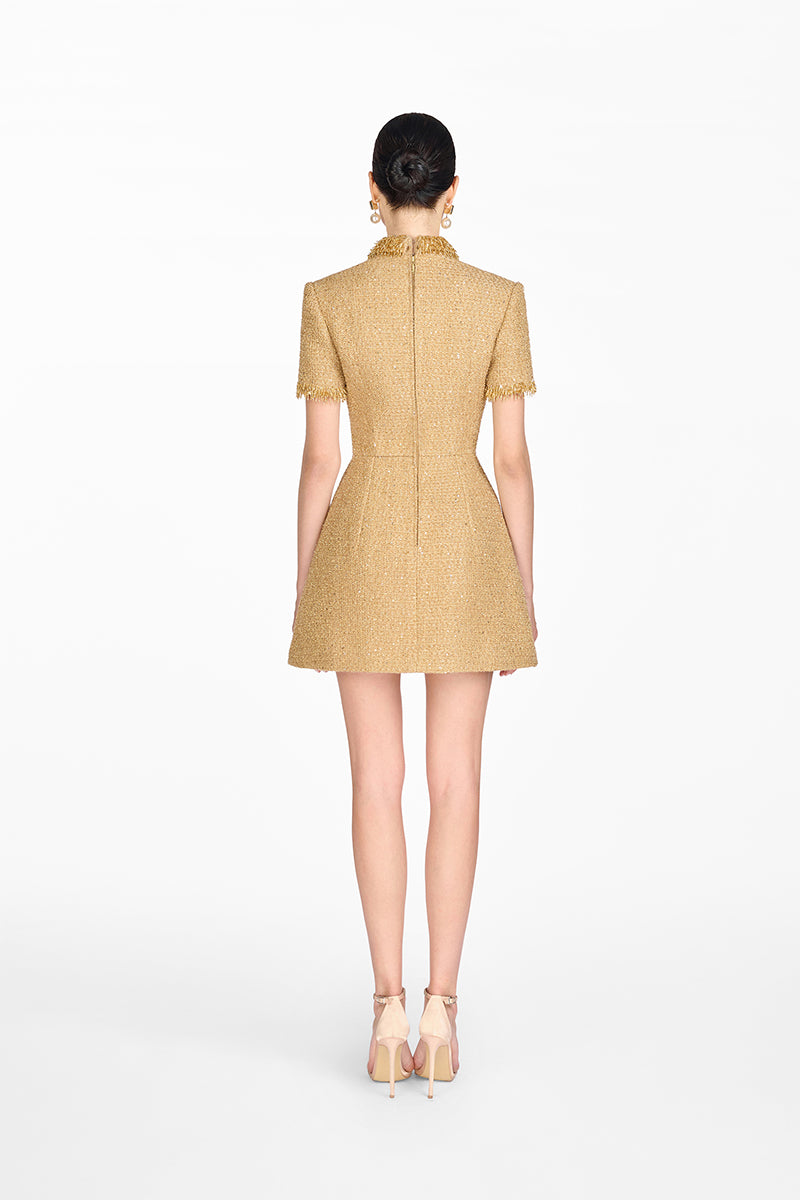 GOLD EMBELLISHED MINI DRESS - CULT MIA