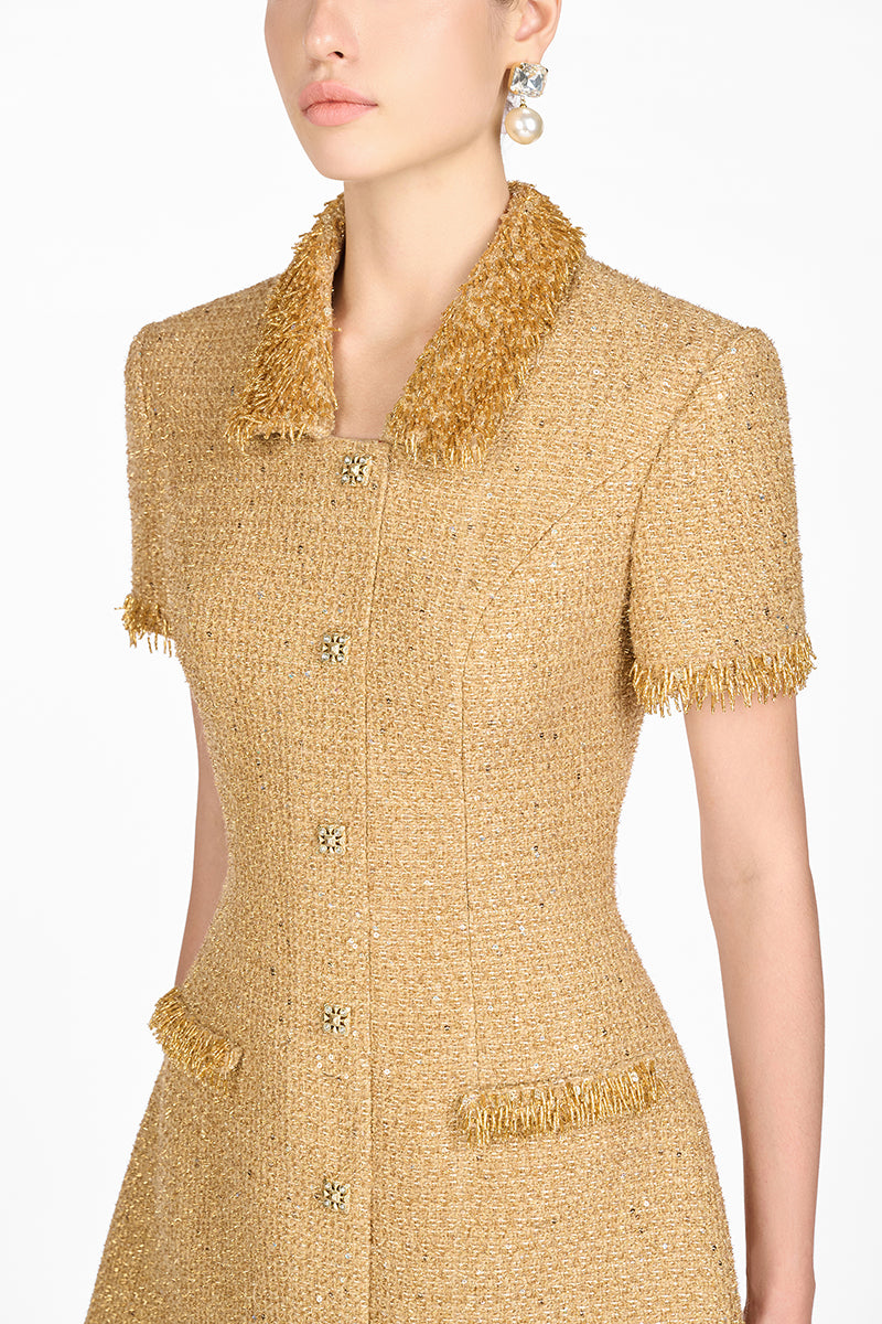 GOLD EMBELLISHED MINI DRESS - CULT MIA