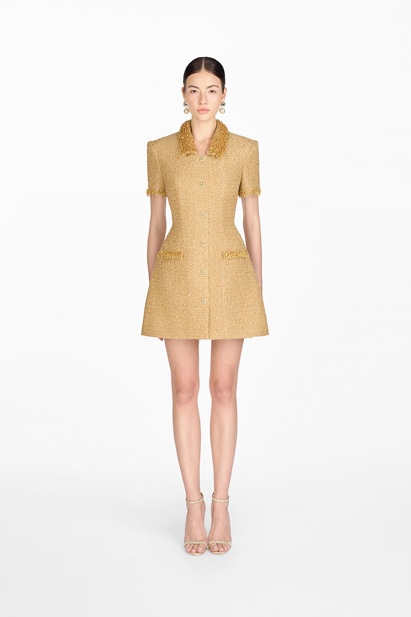 GOLD EMBELLISHED MINI DRESS - CULT MIA