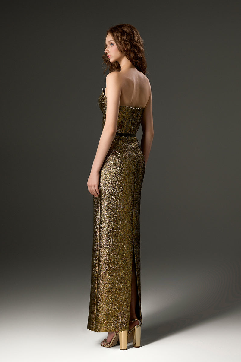 gold column dress Medium / Long / Silver