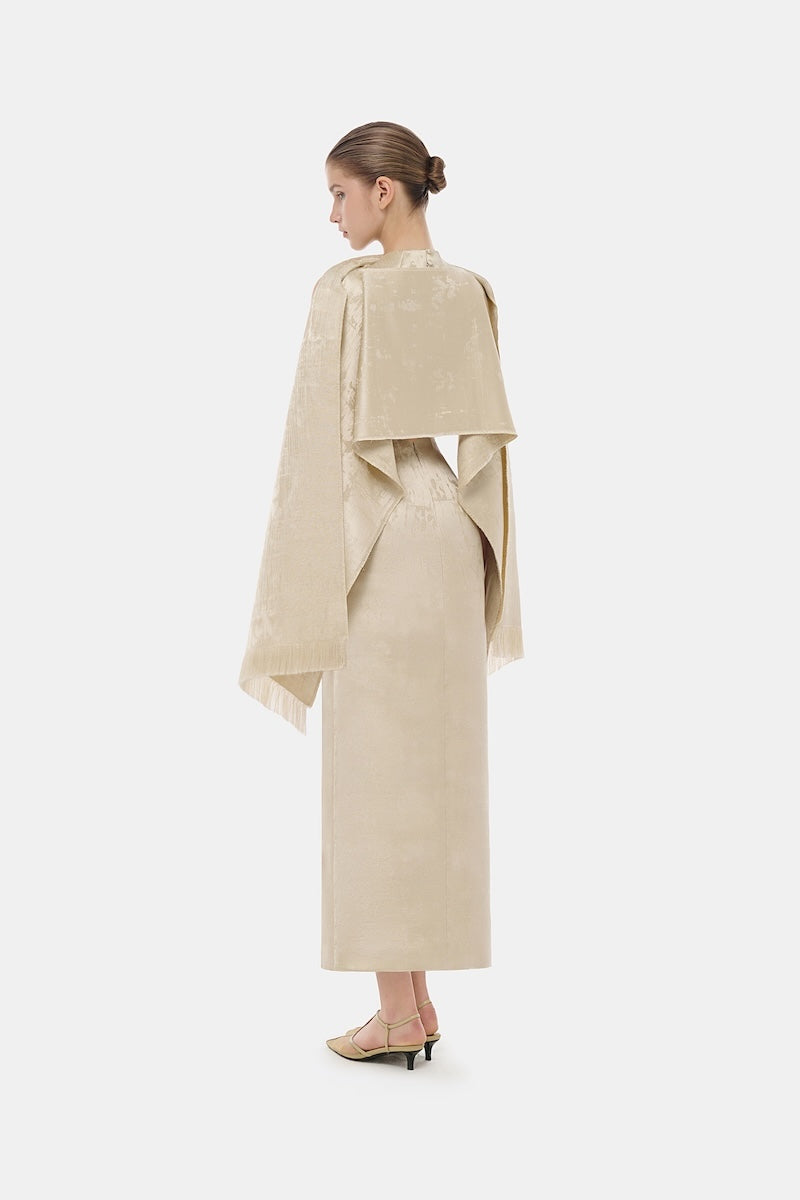 GOLD TAILORED SCARF MIDI DRESS | CULT MIA