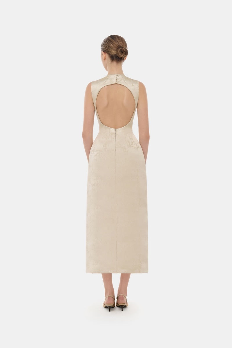 GOLD TAILORED SCARF MIDI DRESS | CULT MIA | Montsand GOLD TAILORED SCARF MIDI DRESS | CULT MIA | Montsand