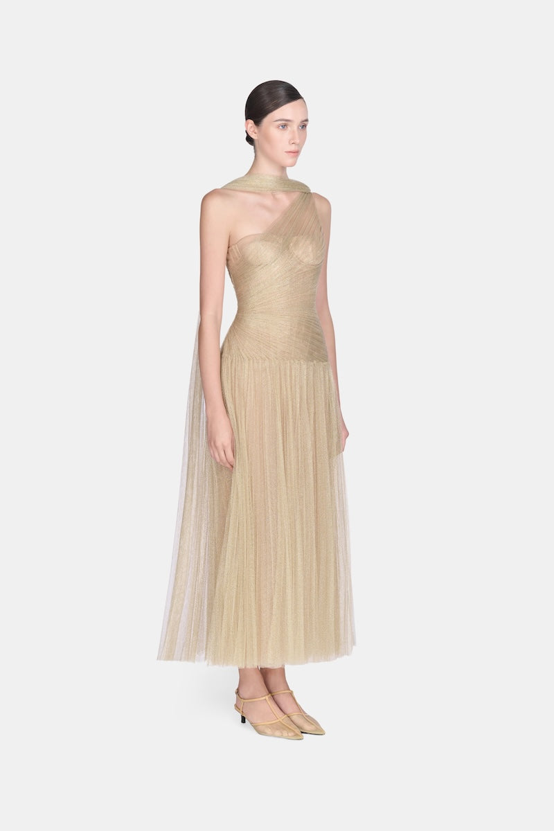 GOLD DRAPED MIDI DRESS | CULT MIA | Montsand GOLD DRAPED MIDI DRESS | CULT MIA | Montsand