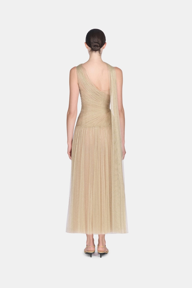 midi draped dresses GOLD DRAPED MIDI DRESS | CULT MIA