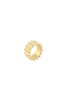 Golden Crono Ring by Maria Frering, a stylish gold ring with intricate design, showcased on a neutral background.