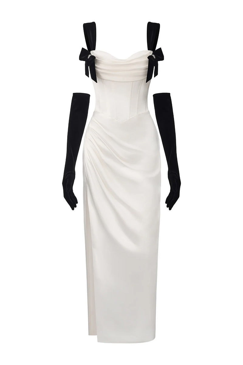 GRACE BOW DRESS IN WHITE