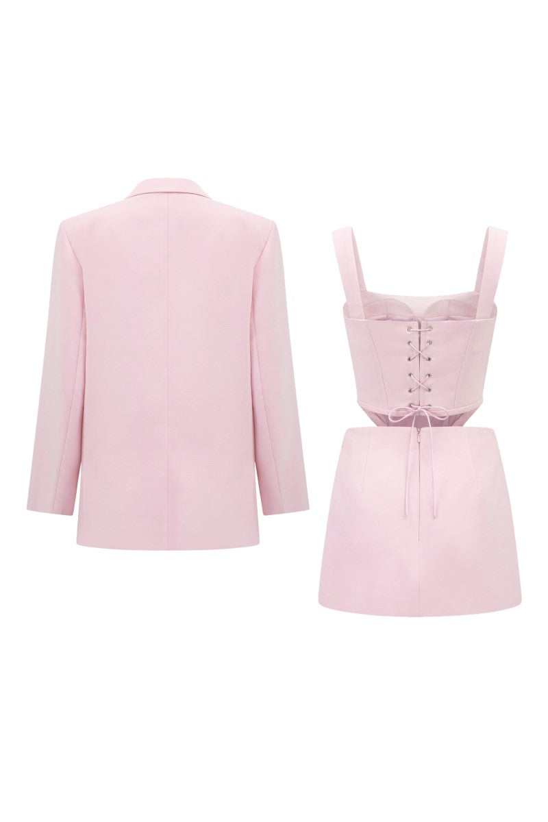 GRAINNE PINK TUYTSI STRAIGHT THREE PIECE SET - CULT MIA
