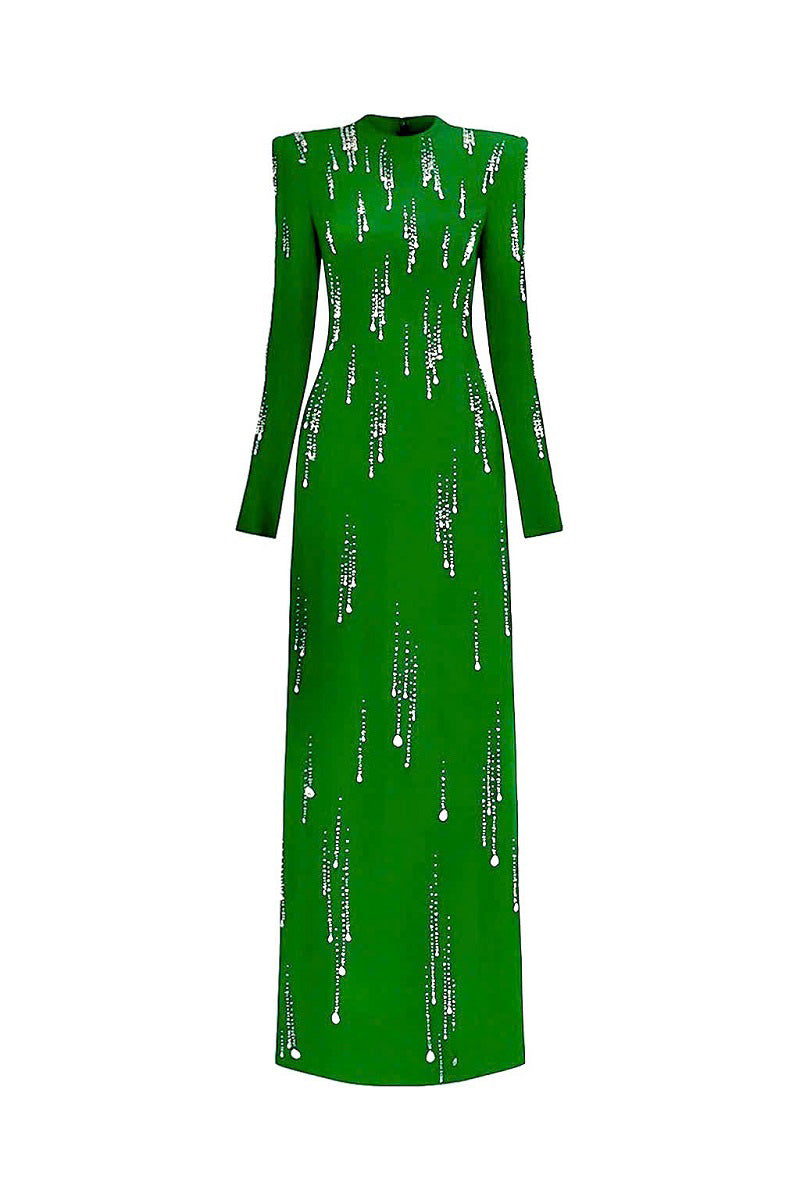 VELVET SATIN EMBELLISHED GOWN | CULT MIA