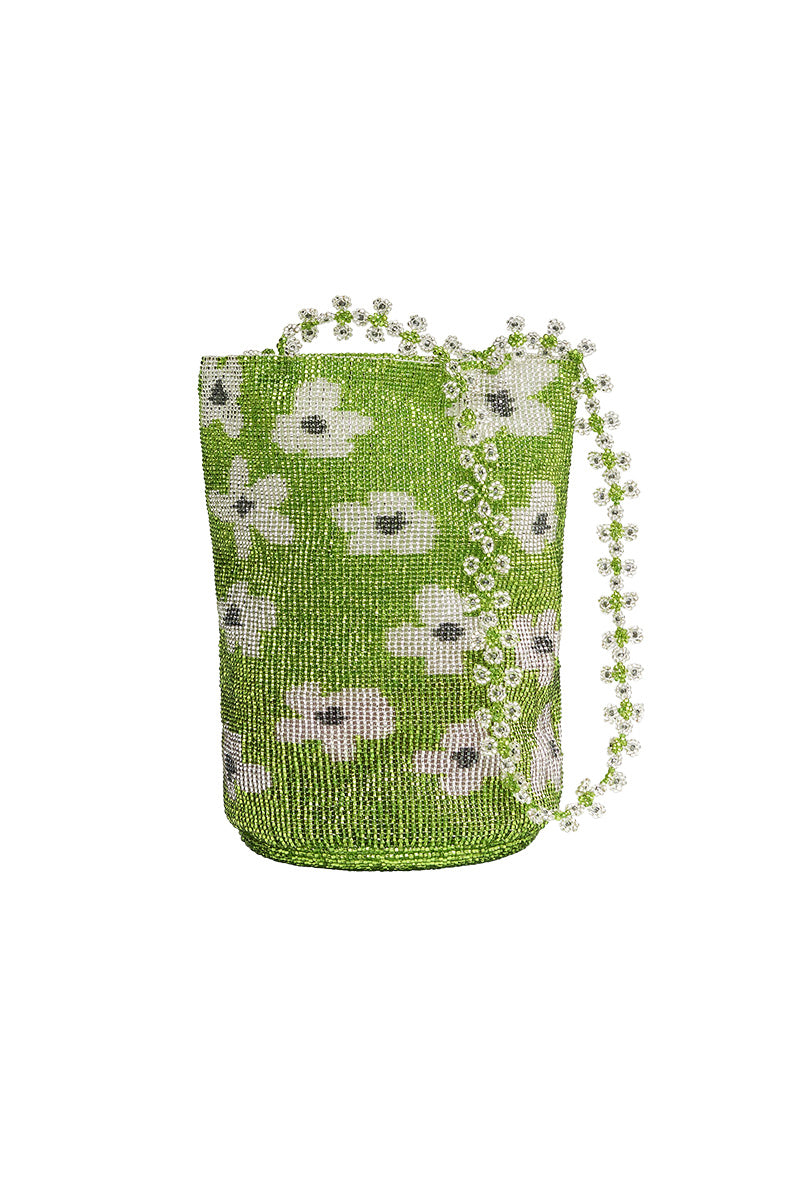 Green Pura Utz shoulder bag with a floral design, featuring a vibrant green color and stylish strap.