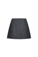 Gray mini skirt from Montsand, featuring a fitted design and casual style, shown on a model.