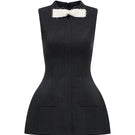 Gray sleeveless blazer with bow detail, stylish top by Montsand, shown on a plain background.