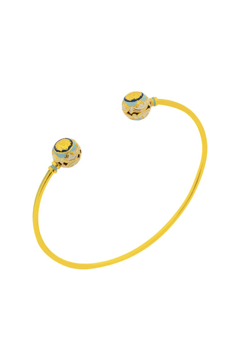 Álvaro Ávila Guardian Sphere Bangle Bracelet featuring a blue spherical design on a sleek metal band.