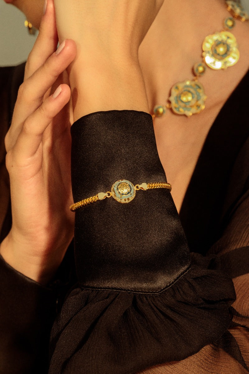 Álvaro Ávila Guardian Dome bracelet in blue, featuring a sleek dome design and adjustable band, crafted for stylish protection.