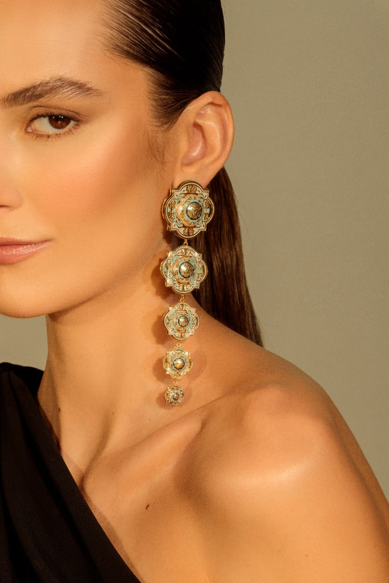 Álvaro Ávila Guardian Statement Drop Earrings in vibrant blue with sleek, modern design perfect for bold fashion statements.