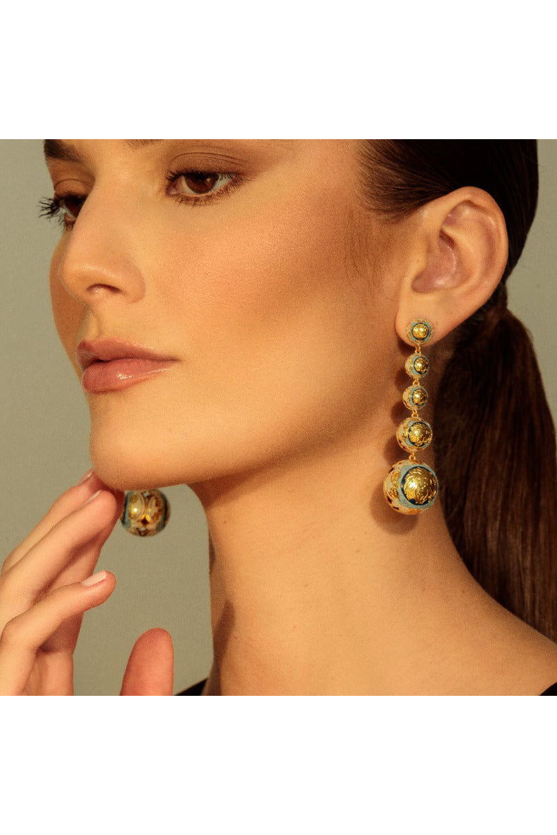 Álvaro Ávila Guardian tapered drop earrings in blue with sleek, modern design and smooth finish.
