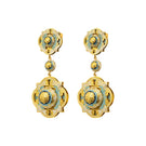 Álvaro Ávila Guardian wide drop earrings in blue with sleek, modern design and elegant gold accents.