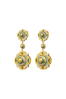 Álvaro Ávila Guardian wide drop earrings in blue with sleek, modern design and elegant gold accents.