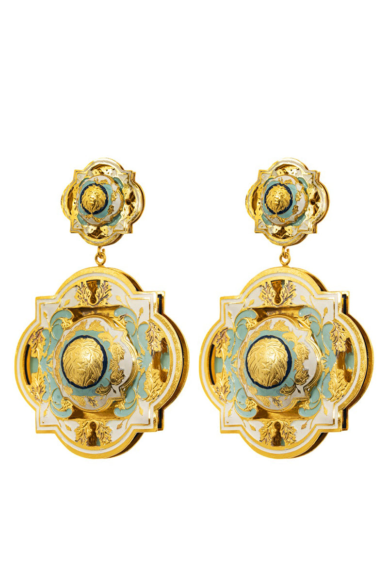 Álvaro Ávila Guardian Bold Drop Earrings in vibrant blue with sleek, modern design and elegant drop style.